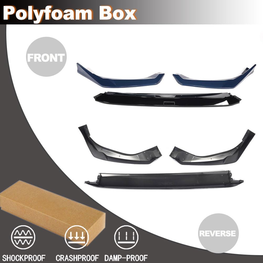 Front Bumper Lip Splitter for Honda Civic 11th 2025+ Blue Lagoon 3PCS | PP Lower Chin Bumper Spoiler Splitter Protection Air 