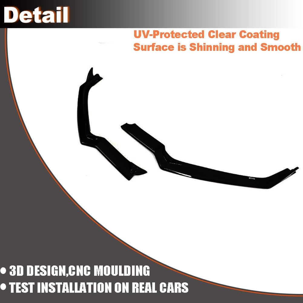 Gloss Black Front Bumper Lip for Chevrolet Corvette Stingray C8 2020-2024 | Fiberglass Front Chin Spoiler Splitter Protector 