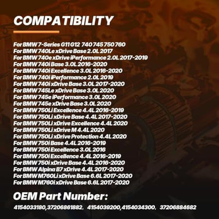 MCACAR KIT Air Suspension Compressor Pump with Valve Block Compatible with BMW 7 Series G11 G12 740i 750i 760i 2016-2019 3720