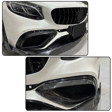 Carbon Fiber Front Bumper Air Vent Cover Fins fits for Mercedes Benz C217 S63 AMG 2018-2023 Fog Lamp Grill Cover Protector Bu