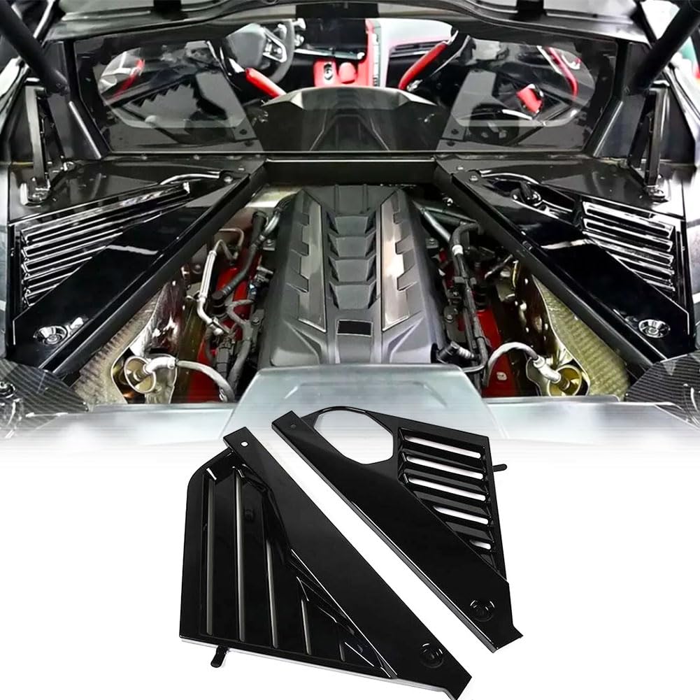 Gloss Black Engine Bay Panel Cover Compatible with Chevrolet Corvette C8 Coupe 2020-2023 ABS Engine Compartment Cover Kit Fac