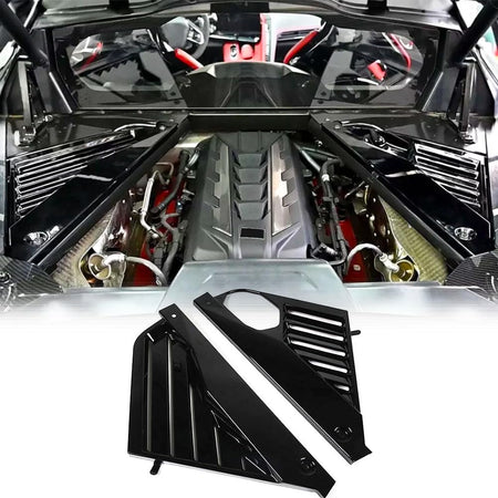 Gloss Black Engine Bay Panel Cover Compatible with Chevrolet Corvette C8 Coupe 2020-2023 ABS Engine Compartment Cover Kit Fac