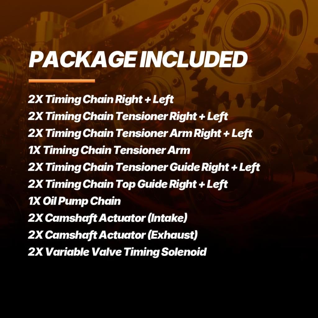 Timing Chain Kit with VVT Gears Fit for Hyundai Azera Santa Fe Palisade Genesis G70/G80/G90 for Kia Cadenza K900 Sedona Soren