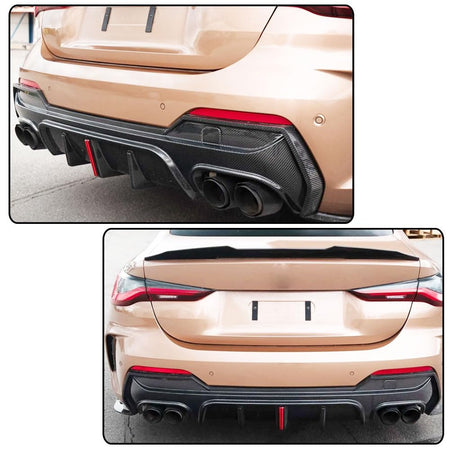G22 Carbon Fiber Rear Diffuser Compatible with BMW 4 Series G22 G23 430i M440i 2021-2026 Lower Bumper Lip Spoiler Body Kit(wi