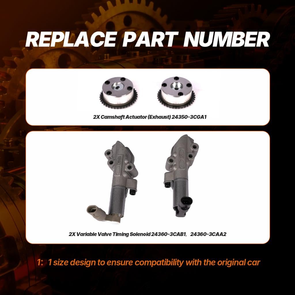 Timing Chain Kit with VVT Gears Fit for Hyundai Azera Santa Fe Palisade Genesis G70/G80/G90 for Kia Cadenza K900 Sedona Soren