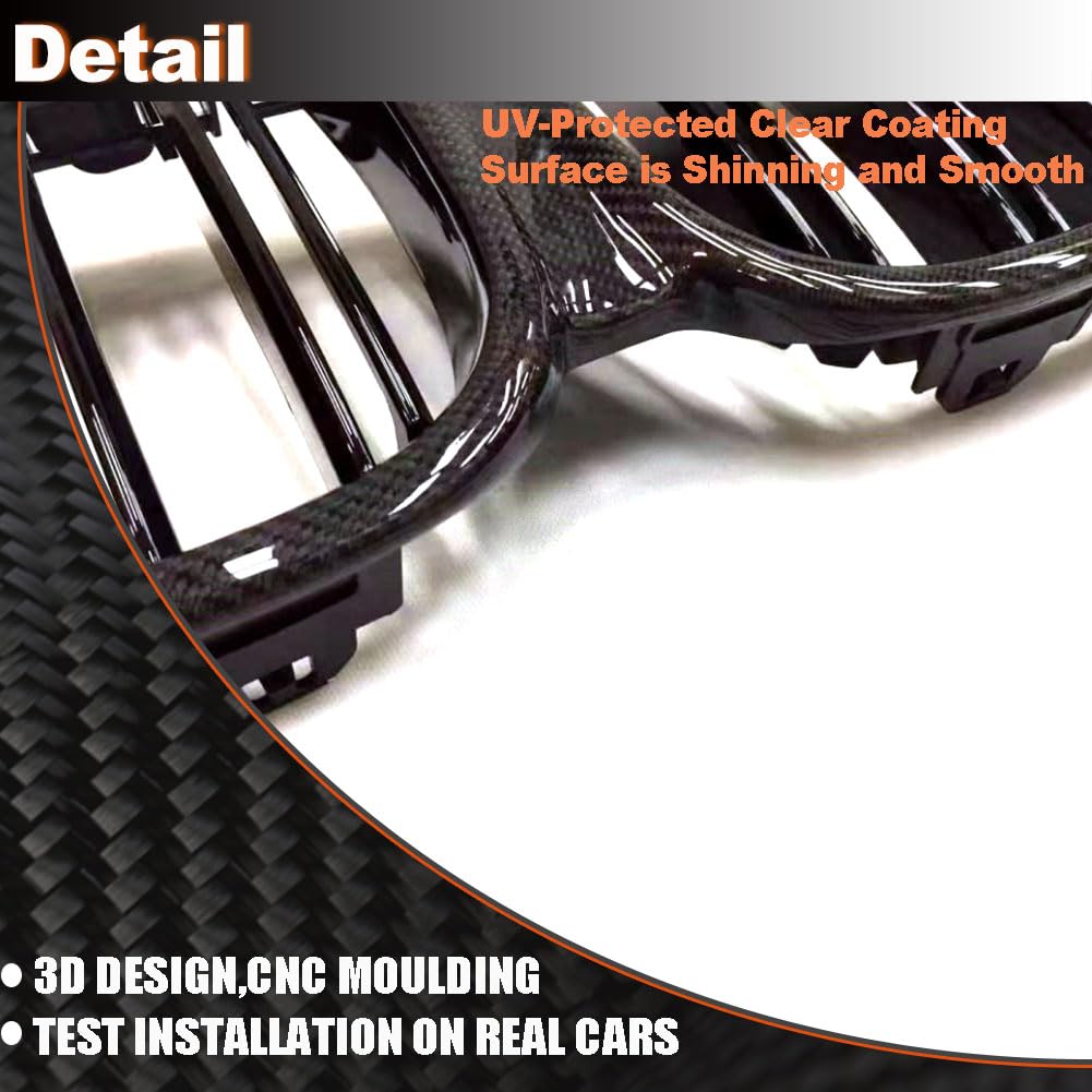 Carbon fiber Front Kidney Grille Racing Grill Compatible with BMW X1 F48 F49 2016-2019 xDrive28i&sDrive28i Front Hood Grille 