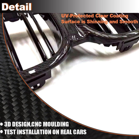 Carbon fiber Front Kidney Grille Racing Grill Compatible with BMW X1 F48 F49 2016-2019 xDrive28i&sDrive28i Front Hood Grille 
