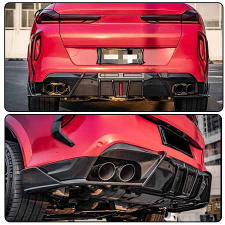 Real Carbon Fiber Rear Bumper Diffuser Compatible with BMW X6M F96 Sport Utility 4-Door 2019-2025 Lower Bumper Lip Diffuser B