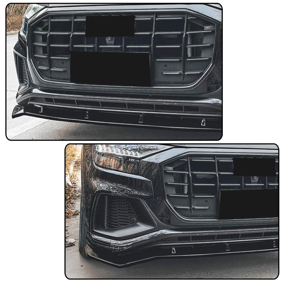 Gloss Black Front Lip for Audi Q8 SQ8 Sline Sport Utility 4-Door 2019-2023 | ABS Plastic Front Chin Spoiler Splitter Protecto