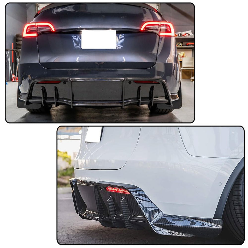 Carbon Fiber Rear Diffuser for Tesla Model Y 2019-2024 Sport Utility 4-Door Auto Rear Lower Bumper Lip Spoiler Body Kit