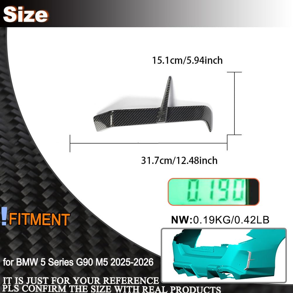 G90 M5 Full Carbon Fiber Rear Vent Cover Compatible with BMW G90 M5 2025-2026 Rear Bumper Side Vent Canard Covers Factory Out