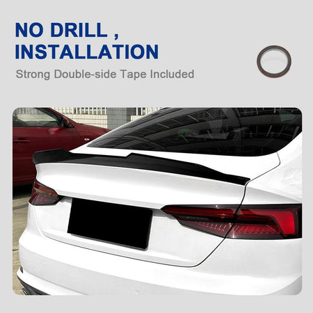 PSM Style ABS Rear Trunk Spoiler for Audi A5 F5 4-Door Sportback 2017-2024 | Gloss Black ABS Rear Lip Wing Direct Stick On Ex