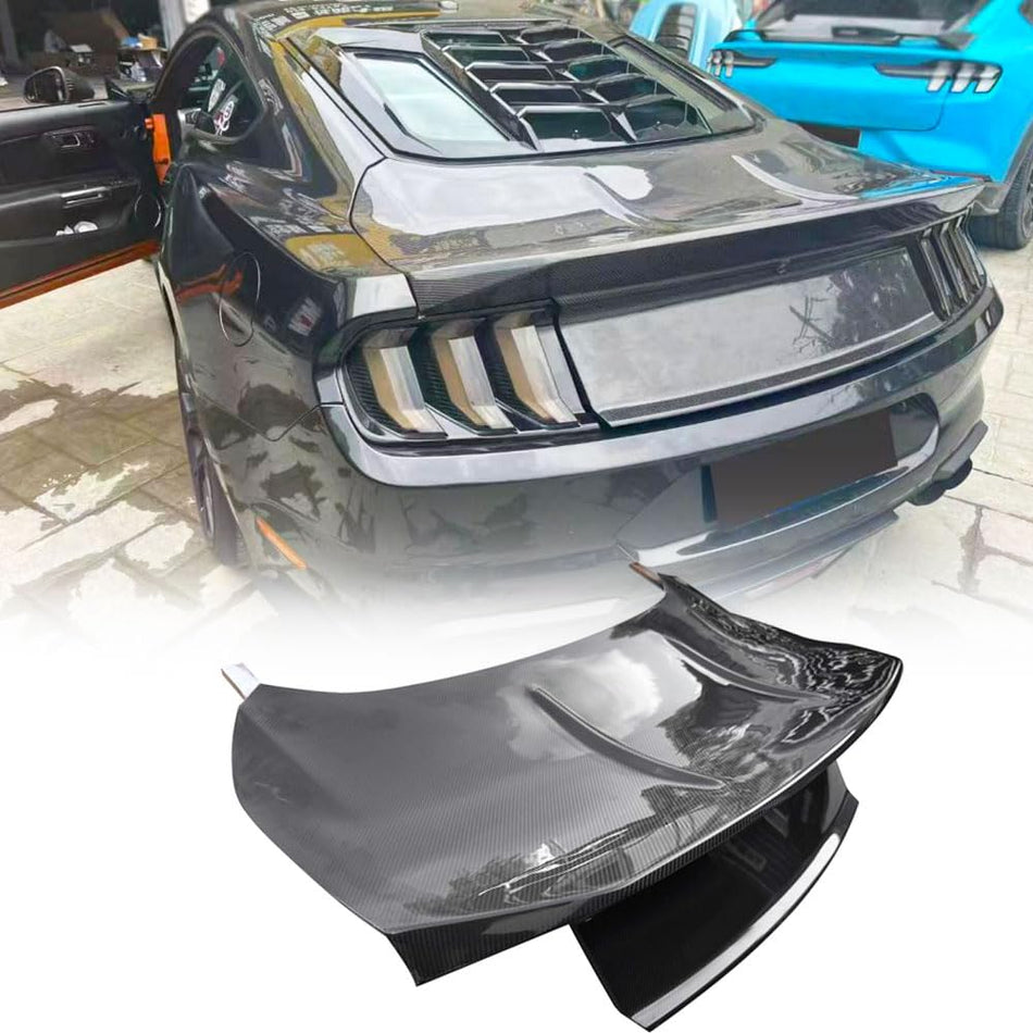 Carbon Fiber Rear Trunk Lid Cover Compatible with Ford Mustang 2018-2022 Replacement Rear Trunk Spoiler Boot Panel Cover Trim