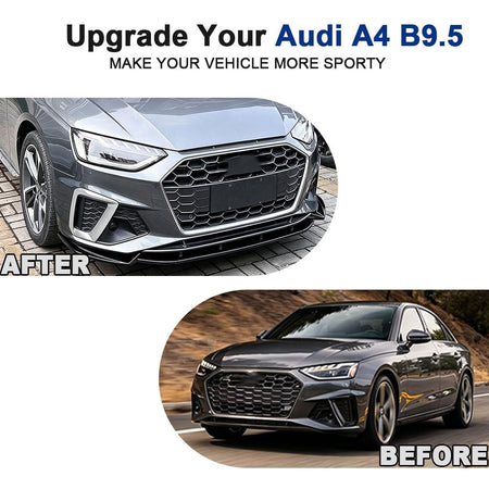 A4 Front Bumper Lip 1pc/Set for 2020-2024 Audi A4 B9.5 S-Line Sedan 4-Door | Integrated Lower Chin Spoiler Splitter Compatibl