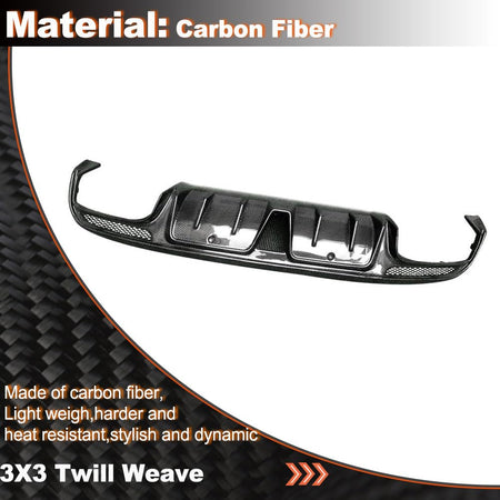 Carbon Fiber Rear Diffuser Compatible with Mercedes Benz C Class W205 C300 C350 C400 C63 AMG Sedan 2015-2021 Under Bumper Chi