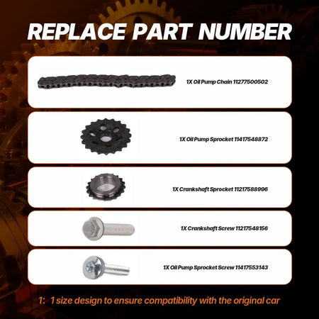 Timing Chain Kit Sprockets Compatible with Mini John Cooper S Coupe Works S One R58 R56 R55 2007-2015 1.6L 1.5L