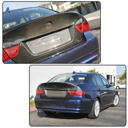 Carbon Fiber Rear Trunk Lid Cover Spoiler Compatible with BMW 3 Series E90 325i 330i 2005-2008