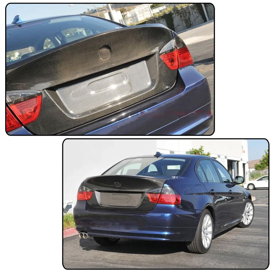 Carbon Fiber Rear Trunk Lid Cover Spoiler Compatible with BMW 3 Series E90 325i 330i 2005-2008