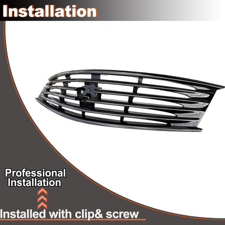 Gloss Black Front Bumper Grille Grill Compatible with Infiniti G37 2 Door Coupe 2009-2013/Q60 2-Door Coupe 2014-2015 Front Ki