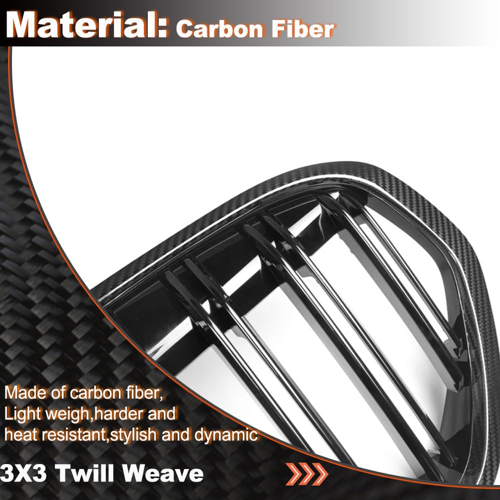 Carbon fiber Front Kidney Grille Racing Grill Compatible with BMW X1 F48 F49 2016-2019 xDrive28i&sDrive28i Front Hood Grille 