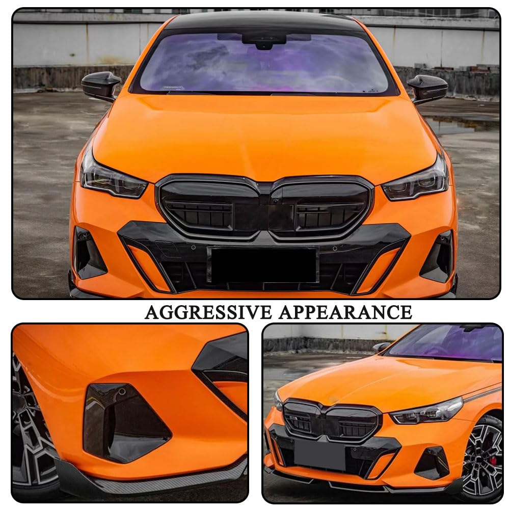 Dry Carbon Fiber Front Bumper Air Intake Vent Covers Compatible with BMW 5-Series I5 G60 530i 540i 2023-2025 Front Duct Trim 