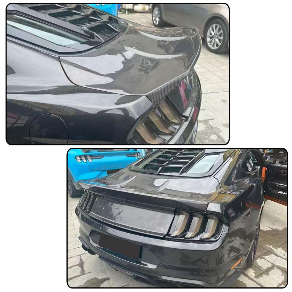 Carbon Fiber Rear Trunk Lid Cover Compatible with Ford Mustang 2018-2022 Replacement Rear Trunk Spoiler Boot Panel Cover Trim
