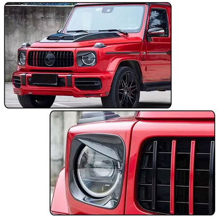 Carbon Fiber Headlight Eyelid Covers for Mercedes Benz G-Class W464 G500 G63 AMG 2019-2024 Front Headlamp Eyebrows Eyelid Dec