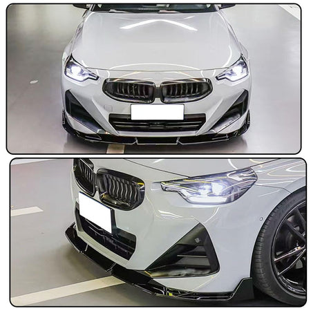 Gloss Black Front Lip Spoiler Compatible with BMW 2-Serie G42 220i 230i M240i Coupe M Sport Bumper 2021-2023 ABS Car Front Bu