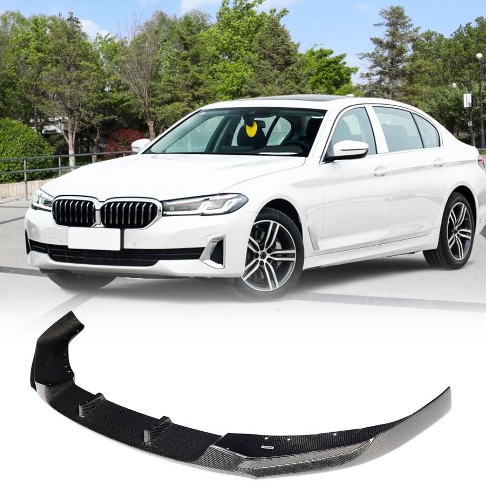 Real Carbon Fiber Front Lip Compatible with BMW 5 Series G30 530i Base Sedan 4-Door LCI 2021-2023 Chin Spoiler Splitter Prote