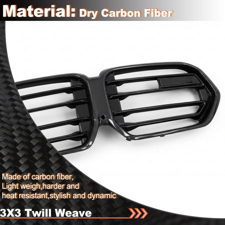 Dry Carbon fiber Car Front Grill for BMW X5M F95 X6M F96 LLCI 2024-2026 | Replacement Bumper Kidney Hood Grille Accessory