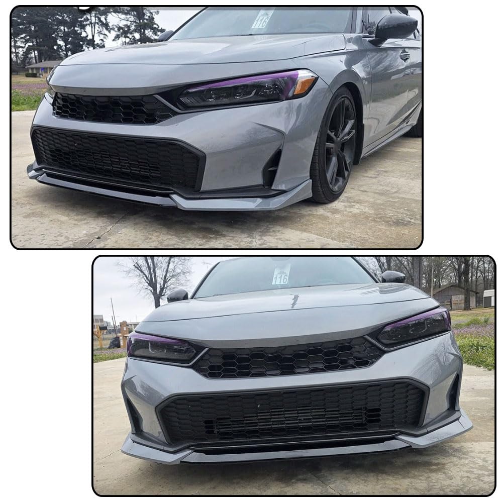 Sonic Gray Front Bumper Lip for Honda Civic Sedan 2025 2026 ABS | Front Bumper Air Dam Chin Splitter Body Kit