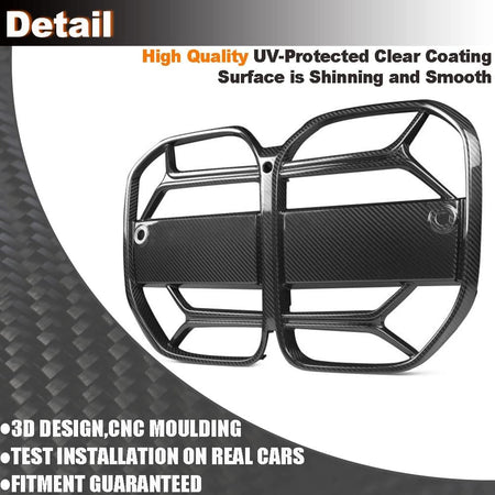 Dry Carbon Fiber Front Bumper Grille for BMW G22 G23 430i Coupe Convertible 2Door 2021-2023 Auto Racing Grid Front Kidney Gri