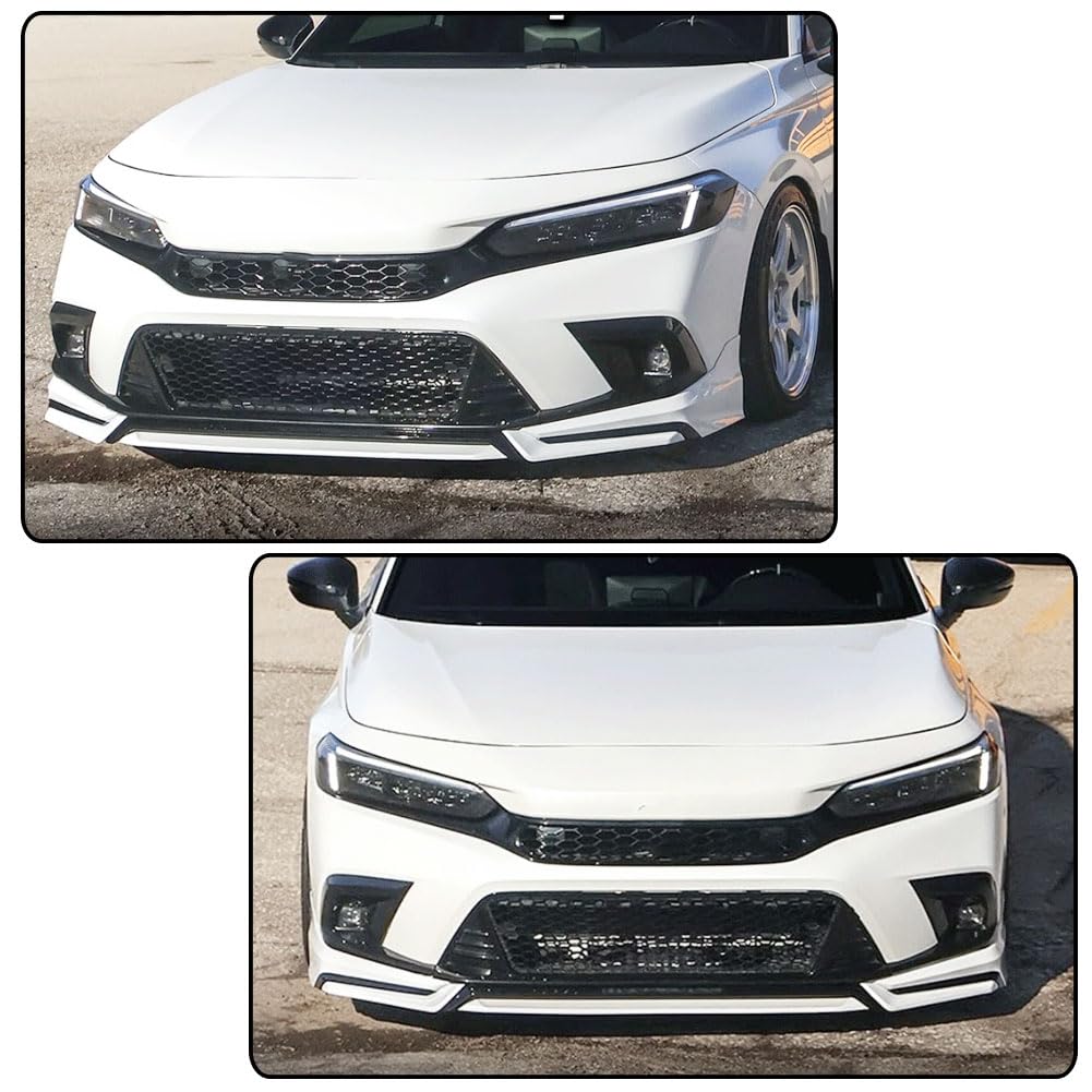 Front Lip Spoiler for Honda Civic 11th Sedan Hatch 2022-2024 White Pearl | 2022 2023 2024 Lower Chin Bumper Spoiler Splitter 