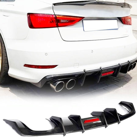 S3 Carbon Fiber Rear Diffuser Compatible with Audi A3 Sline S3 Sedan 2013-2016 Lower Bumper Lip Spoiler Body Kit Factory Outl