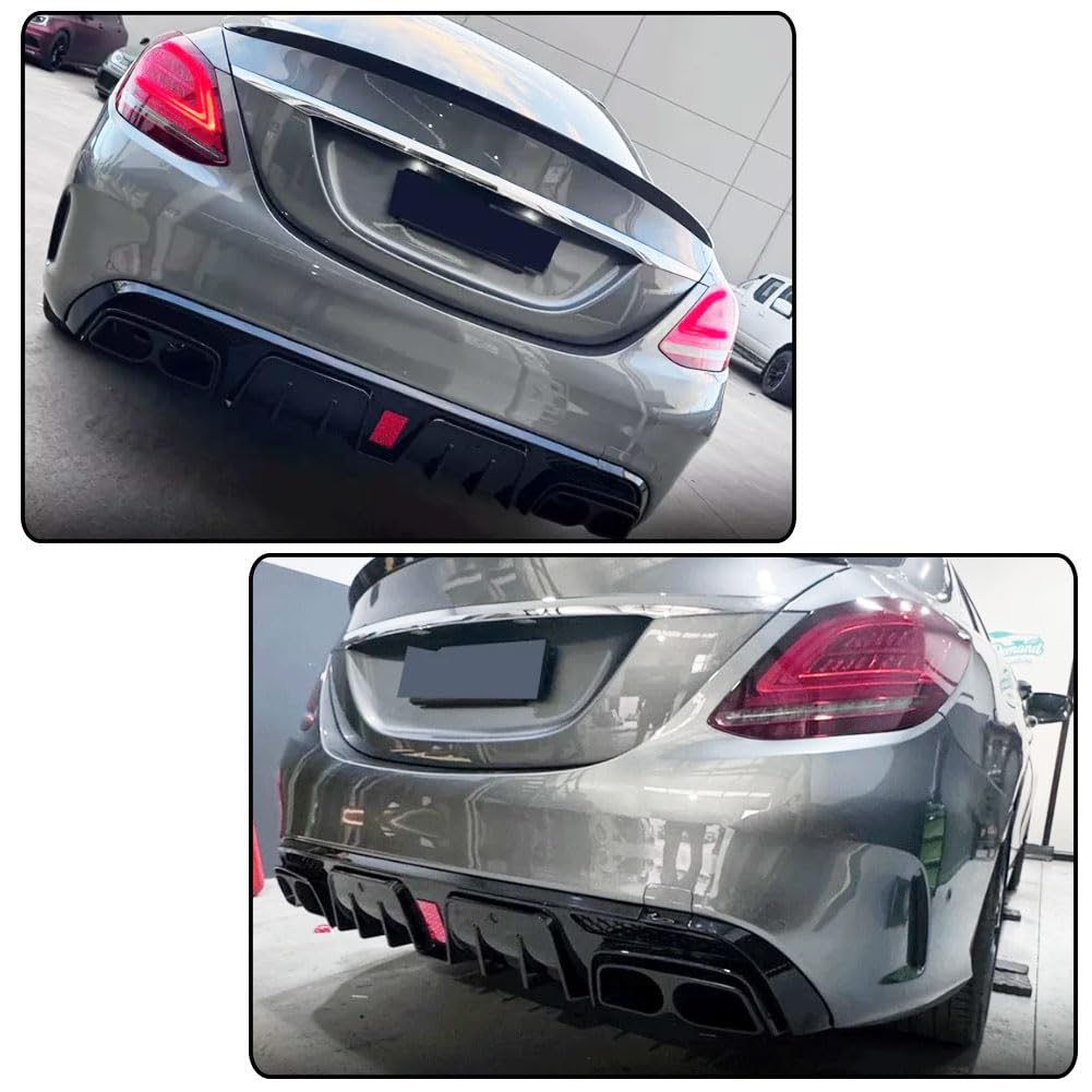 Rear Diffuser for Mercedes Benz C Class W205 C300 C350 C400 Sport C43 C63 AMG Sedan 2015-2021 PP Under Bumper Chin Diffuser L