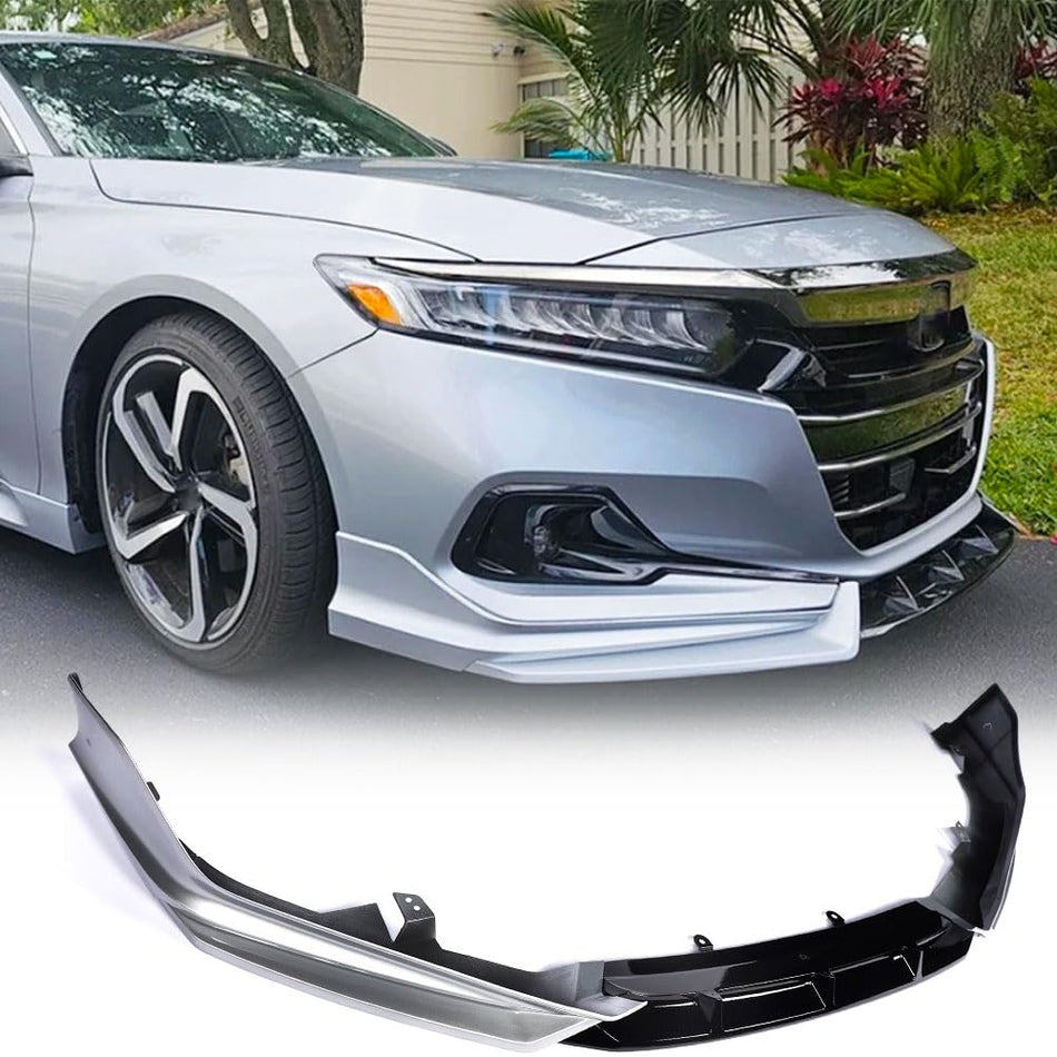 Front Bumper Lip Splitter for Honda Accord 2021-2022 Silver | Front Lip Splitter Air Dam Bumper Protection Spoiler Splitter 3
