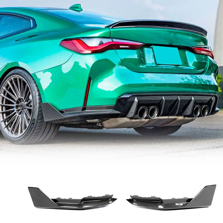Rear Splitter for BMW 4 Series G82 M4 Coupe 2-Door 2021-2025 Dry Carbon Fiber Lower Bumper Lip Winglets Vents Cover Cupwings 