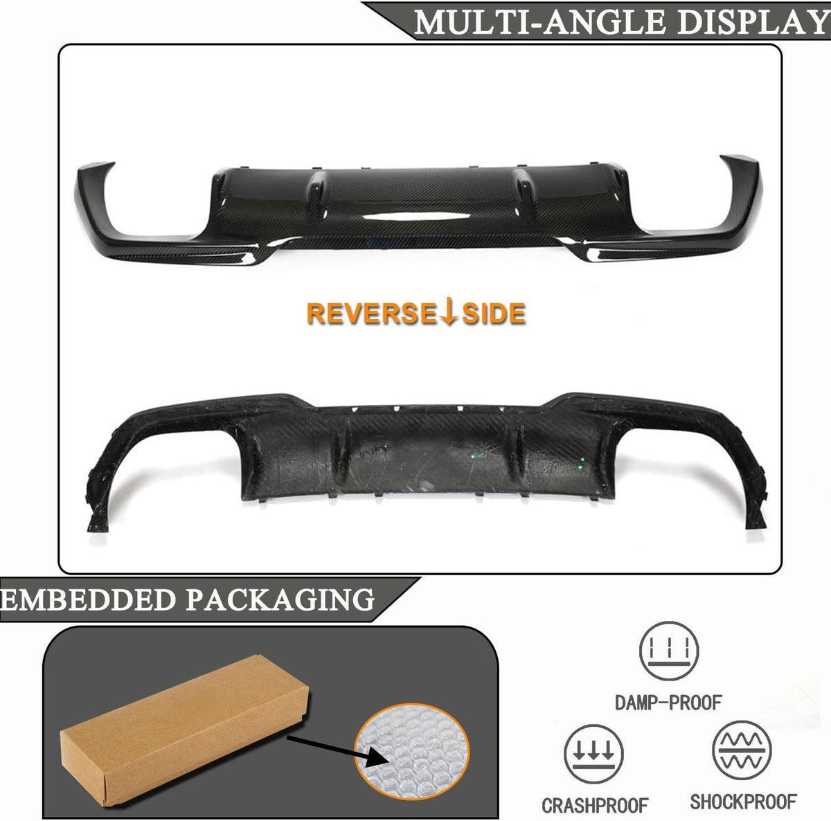 F93 Dry Carbon Fiber Rear Bumper Diffuser Compatible with BMW F93 M8 Gran Coupe Sedan 4-Door 2019-2022 Auto Lower Bumper Lip 