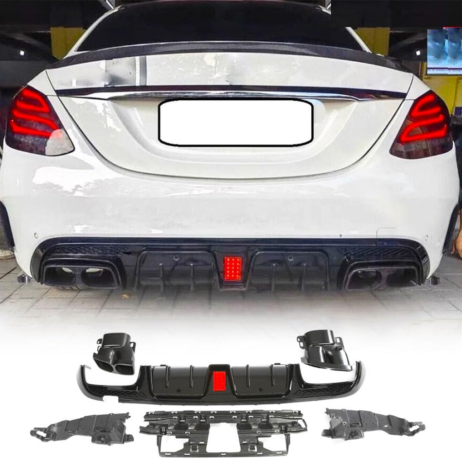 Rear Diffuser for Mercedes Benz C Class W205 C300 C350 C400 Sport C43 C63 AMG Sedan 2015-2021 PP Under Bumper Chin Diffuser L