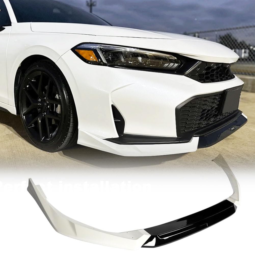 Pearl White Black Front Lip for Honda Civic Sedan & Hatchback 2025 2026 ABS | Air Dam Chin Spoiler Diffuser Guard Protector B