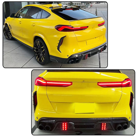 Carbon Fiber Rear Bumper Diffuser for BMW X6M F96 Sport Utility 4-Door 2020-2024 Lower Bumper Lip Diffuser Body Kit Factory O