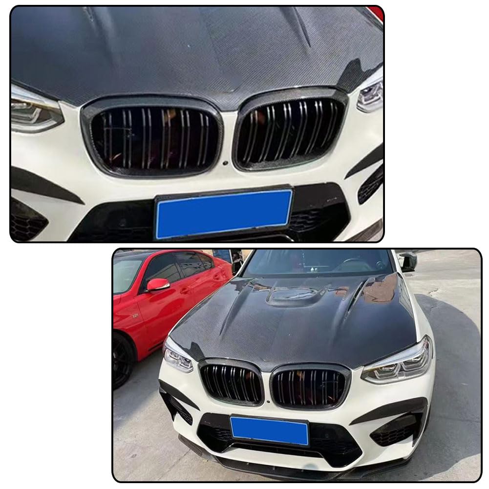 Carbon fiber Front Kidney Grille Racing Grill Compatible with BMW X3 G01 X4 G02 X3M F97X4M F98 2019-2022 Front Hood Grille Co