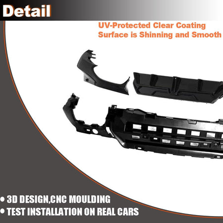 Gloss Black Rear Bumper Diffuser Compatible with BMW 2 Series G42 M Sport 2021-2023 ABS Lower Bumper Lip Spoiler Body Kit Fac