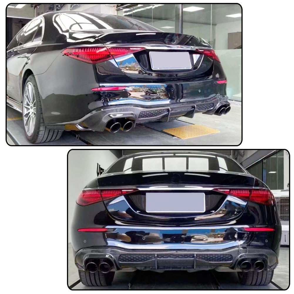 Carbon Fiber Rear Bumper Diffuser for Mercedes-Benz S Class W223 S450L S500 S580 Sedan 4-Door 2021-2025 Lower Bumper Lip Diff