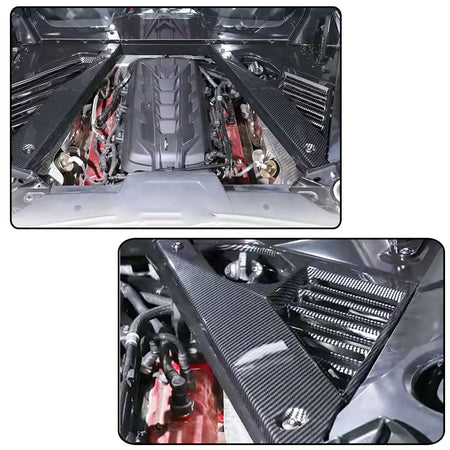 ABS Engine Bay Panel Cover for Chevy Chevrolet Corvette C8 Coupe 2020-2023 Carbon Pattern Engine Compartment Cover Kit Factor