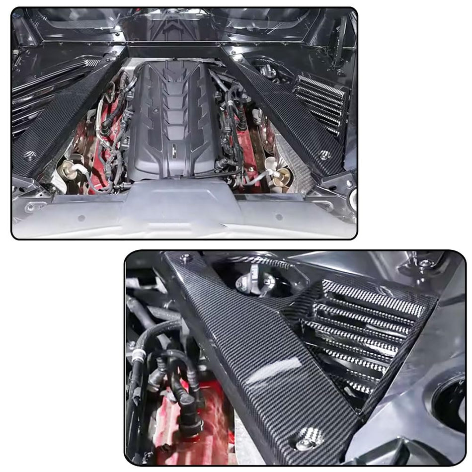 ABS Engine Bay Panel Cover for Chevy Chevrolet Corvette C8 Coupe 2020-2023 Carbon Pattern Engine Compartment Cover Kit Factor