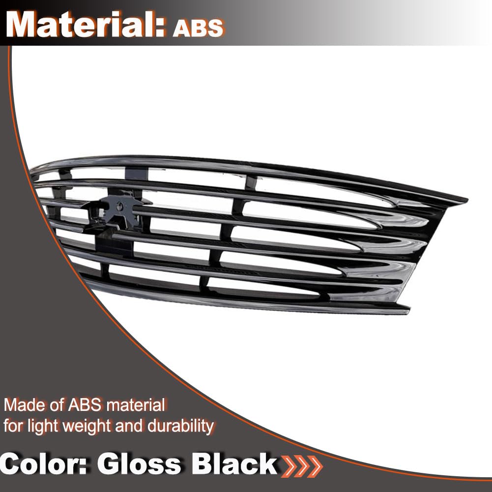 Gloss Black Front Bumper Grille Grill Compatible with Infiniti G37 2 Door Coupe 2009-2013/Q60 2-Door Coupe 2014-2015 Front Ki