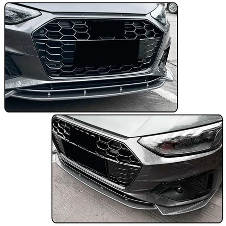S4 Carbon Look Front Bumper Lip for Audi A4 S4 B9.5 Sline 2020-2024 3PCS | Lower Chin Spoiler Splitter Air Dam Body Kit Trim 