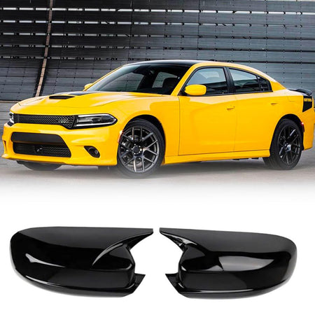 Gloss Black Rear Mirror Caps Fits for Dodge Charger 4-Door 2015-2022 Add-on ABS Side Mirror Cover, Easy Direct Installation S