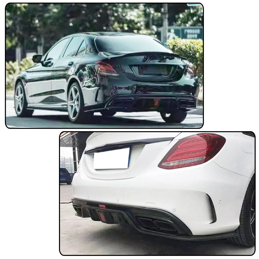 W205 Carbon Fiber Rear Diffuser Compatible with Mercedes Benz C Class W205 C300 C350 C400 C43 C63 AMG Sedan 2015-2021Under Bu
